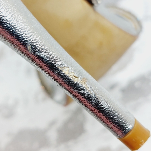 Steve Madden "Faiz" Silver Metallic Crystal Heeled Sandals I890 - Picture 13 of 14